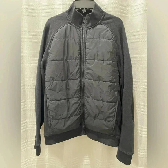 Vince quilted mixed media zip up jacket black - Picture 3 of 11